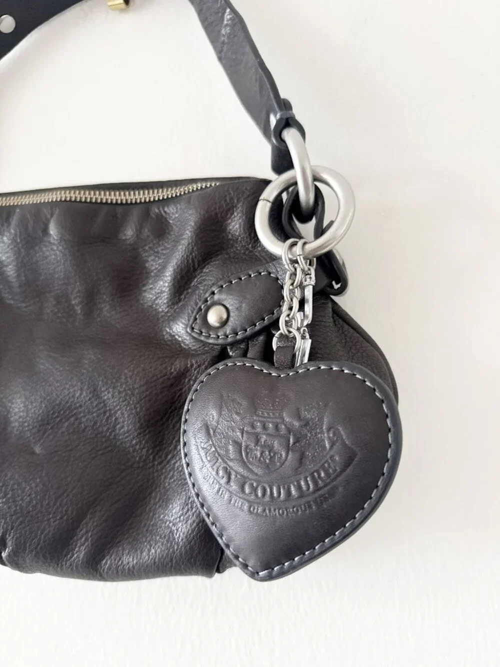 Vintage Y2K Juicy Couture Genuine Leather Black Shoulder Bag